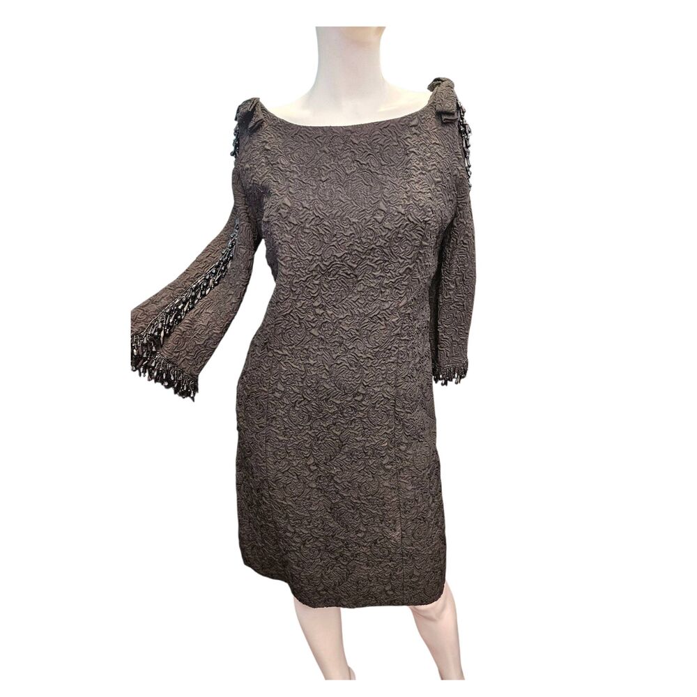 Victoria Royal Ltd Vintage 60's Black Beaded Evening Cocktail Dress Womens size